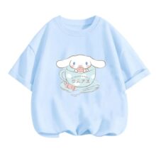 Kawaii Cartoon Sanrio Cinnamoroll Polyester T-Shirt Kawaii Cartoon Sanrio Cinnamoroll Polyester T-Shirt