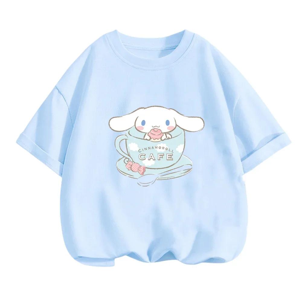 Kawaii Cartoon Sanrio Cinnamoroll Polyester T-Shirt