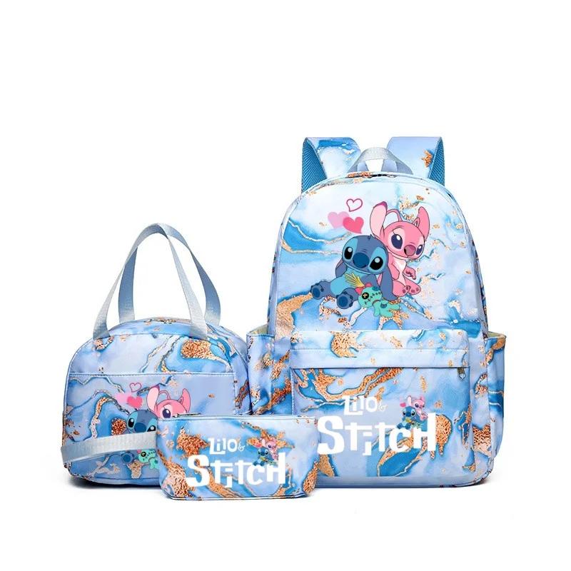 3Pcs/Set Stitch Printed Kawaii School Bag For Student