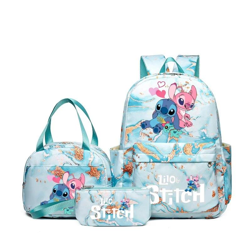 3Pcs/Set Stitch Printed Kawaii School Bag For Student