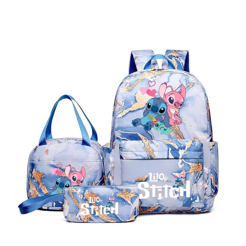 3Pcs/Set Stitch Printed Kawaii School Bag For Student