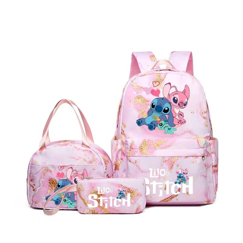 3Pcs/Set Stitch Printed Kawaii School Bag For Student