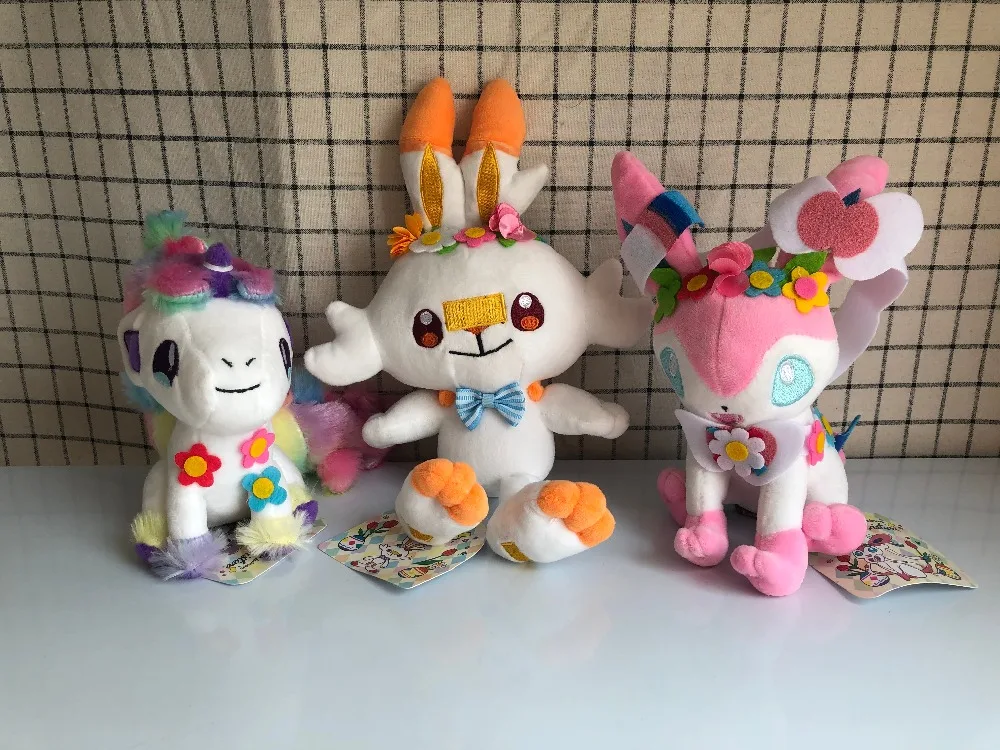 Anime Wreath Ponyta Scorbunny Sylveon Sword Shield Stuffed Toys For Kids