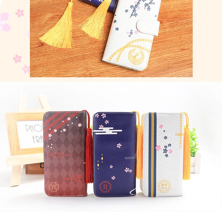 Anime Touken Ranbu Prints Long Zipper Purse