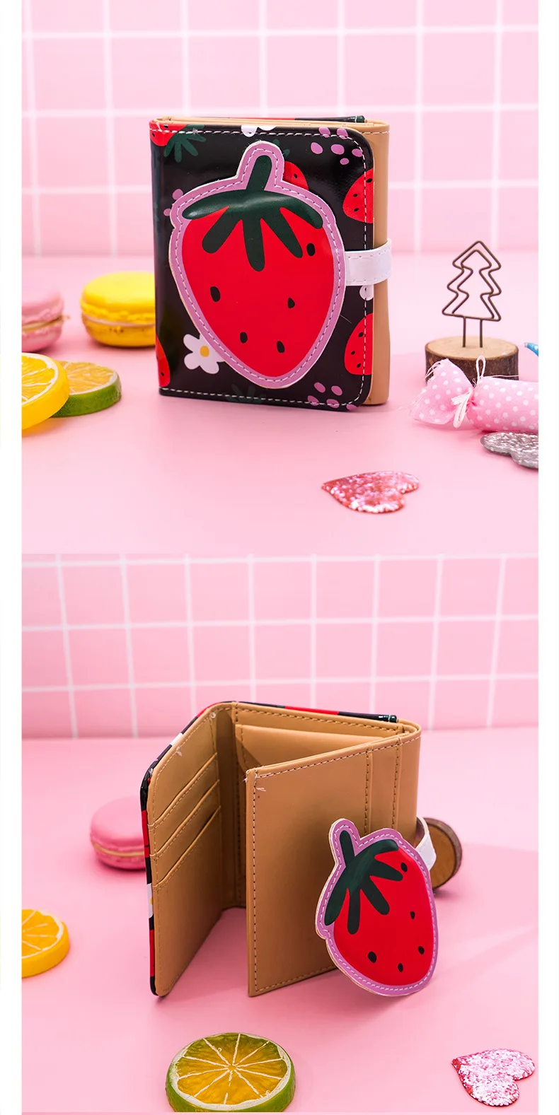Kawaii Strawberry Prints Casual Wallet For Women