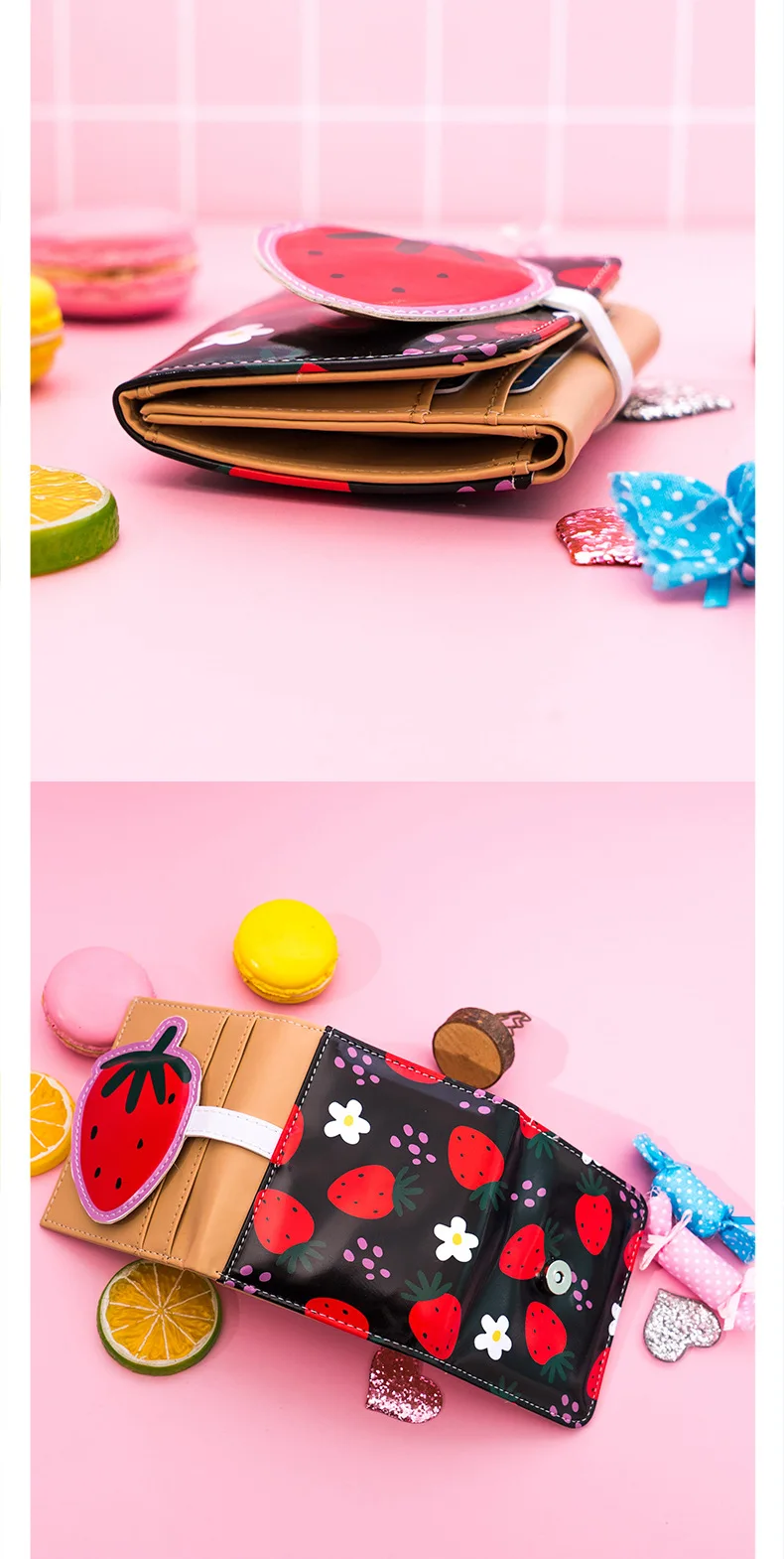 Kawaii Strawberry Prints Casual Wallet For Women