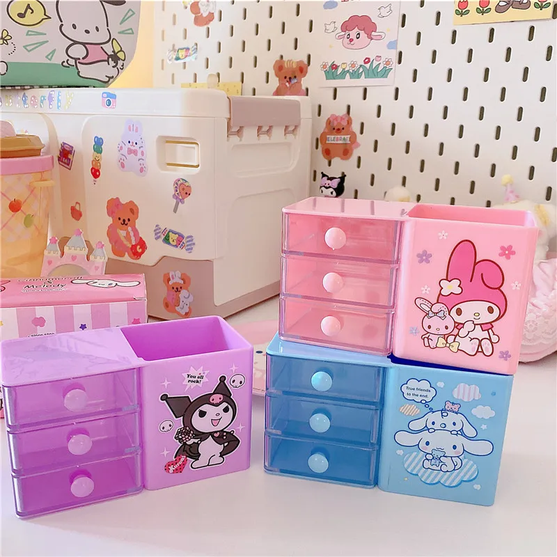 Kawaii My Melody Cinnamoroll Kuromi Prints Desktop Pen Holder Make Up Box Organizer Kawaii My Melody Cinnamoroll Kuromi Prints Desktop Pen Holder Make Up Box Organizer