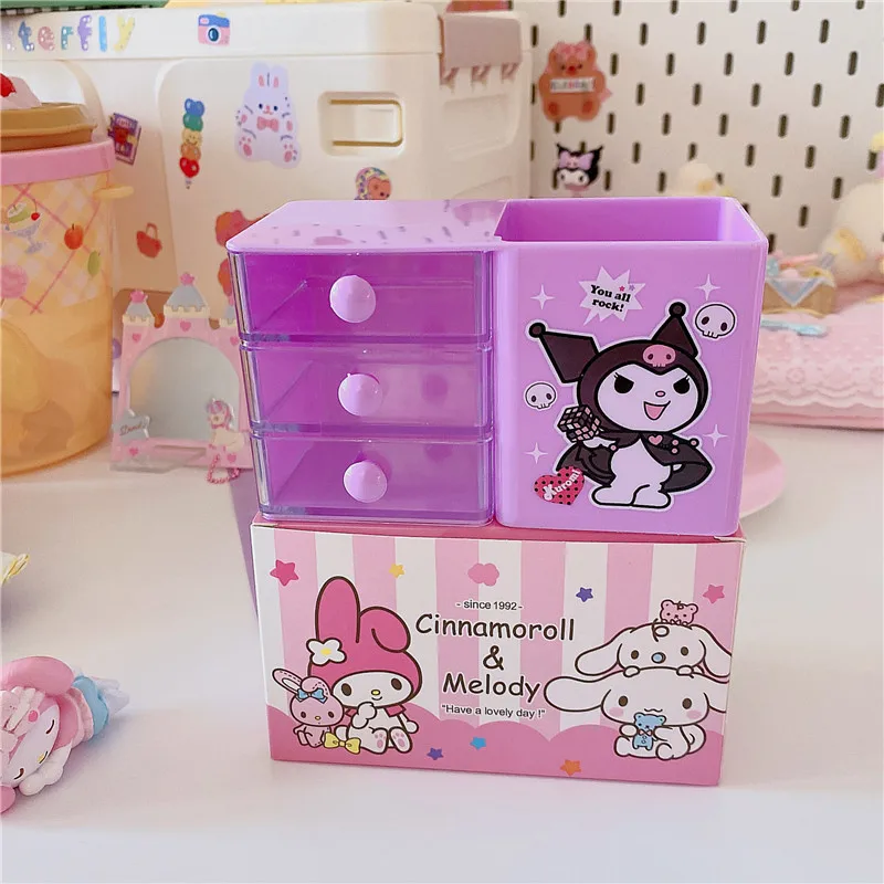 Kawaii My Melody Cinnamoroll Kuromi Prints Desktop Pen Holder Make Up Box Organizer Kawaii My Melody Cinnamoroll Kuromi Prints Desktop Pen Holder Make Up Box Organizer