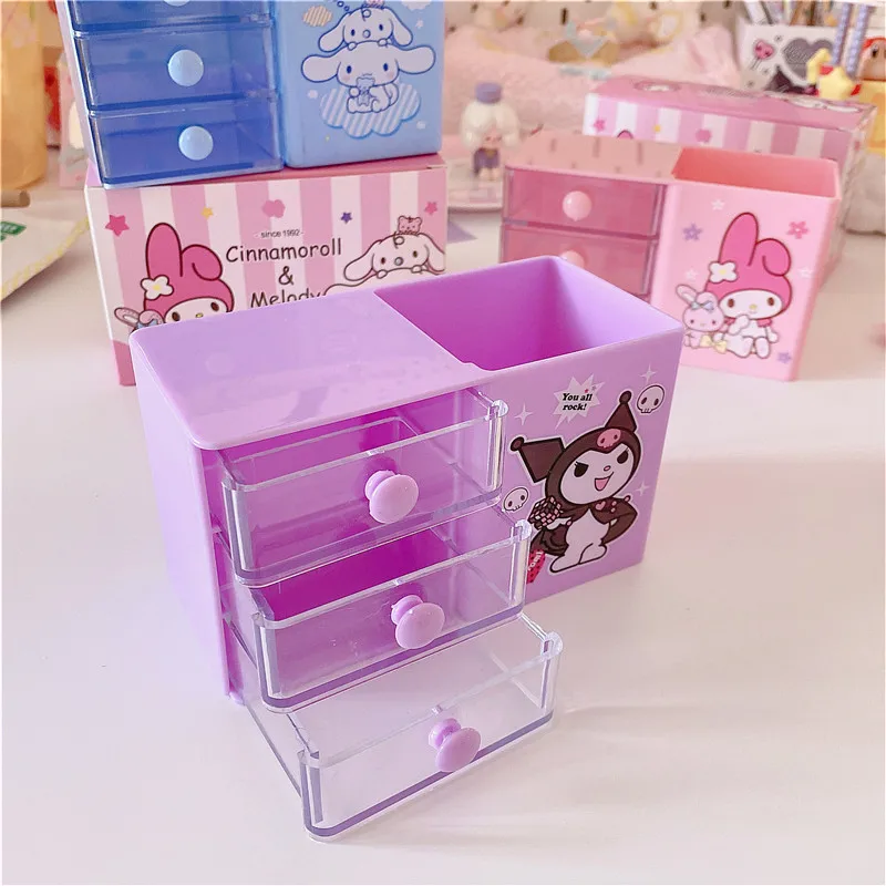 Kawaii My Melody Cinnamoroll Kuromi Prints Desktop Pen Holder Make Up Box Organizer Kawaii My Melody Cinnamoroll Kuromi Prints Desktop Pen Holder Make Up Box Organizer