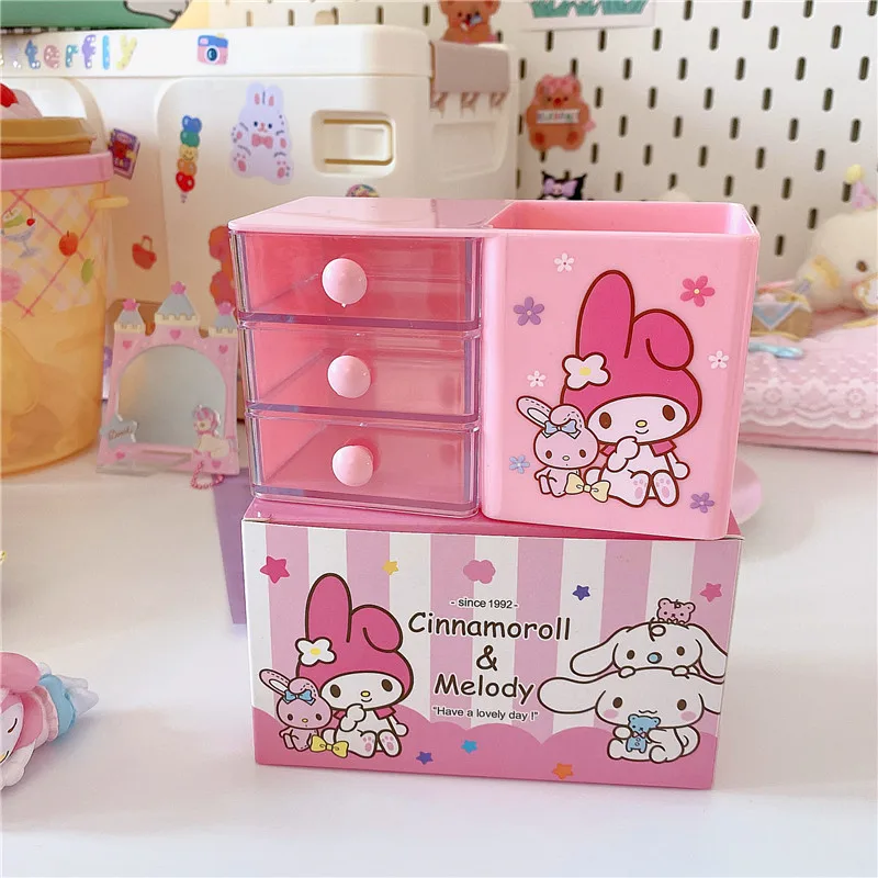 Kawaii My Melody Cinnamoroll Kuromi Prints Desktop Pen Holder Make Up Box Organizer Kawaii My Melody Cinnamoroll Kuromi Prints Desktop Pen Holder Make Up Box Organizer