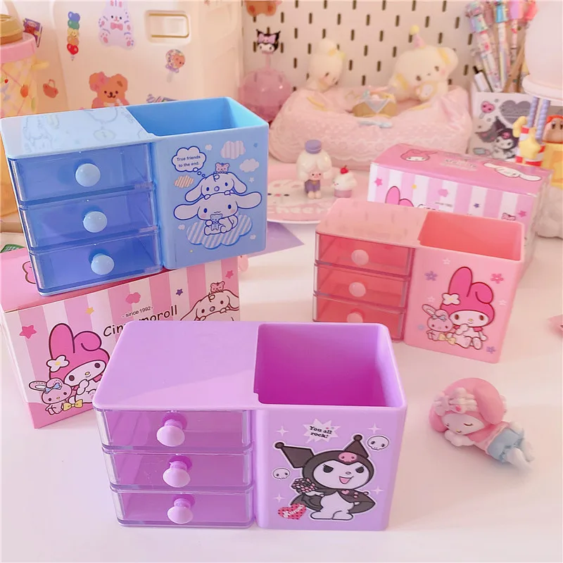 Kawaii My Melody Cinnamoroll Kuromi Prints Desktop Pen Holder Make Up Box Organizer Kawaii My Melody Cinnamoroll Kuromi Prints Desktop Pen Holder Make Up Box Organizer