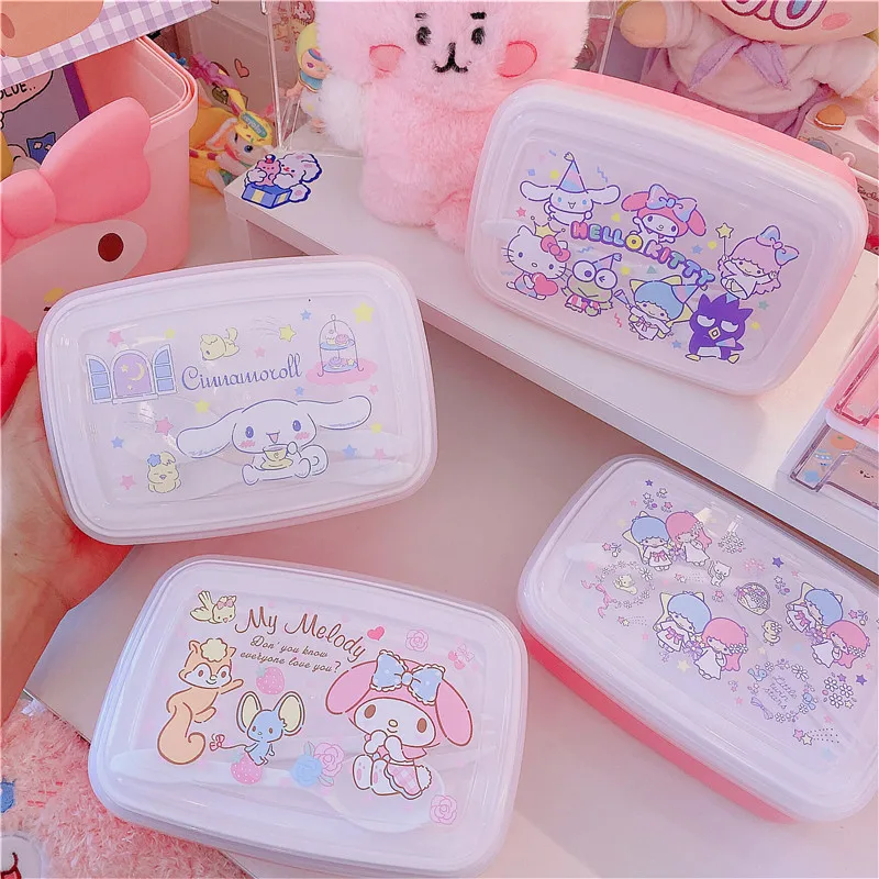 Cartoon Little Twin Stars My Melody Hello Kitty Prints Food Container Lunch Box With Compartment