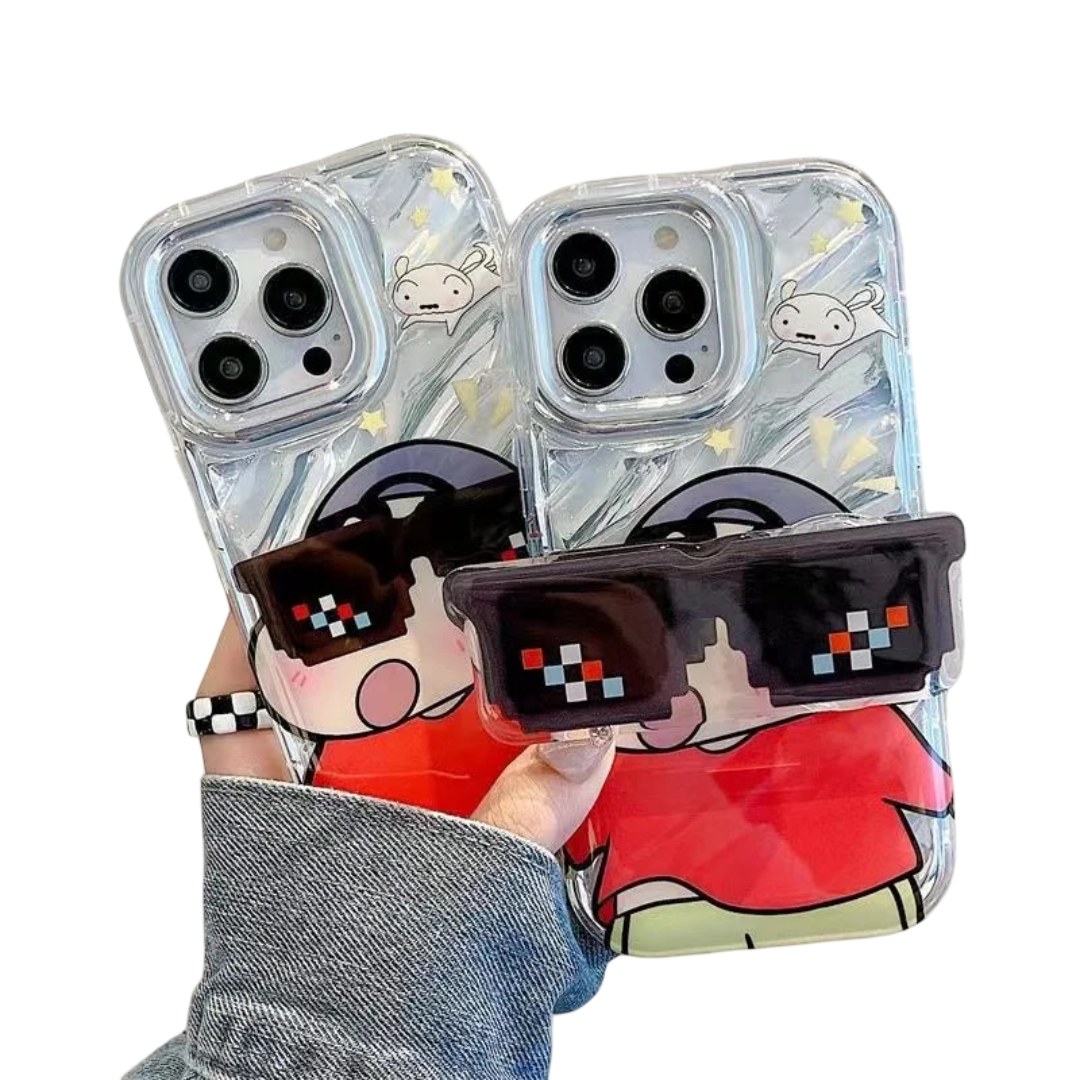 Shin Chan Kawaii iPhone Case With Glass Holder Shin Chan Kawaii iPhone Case With Glass Holder
