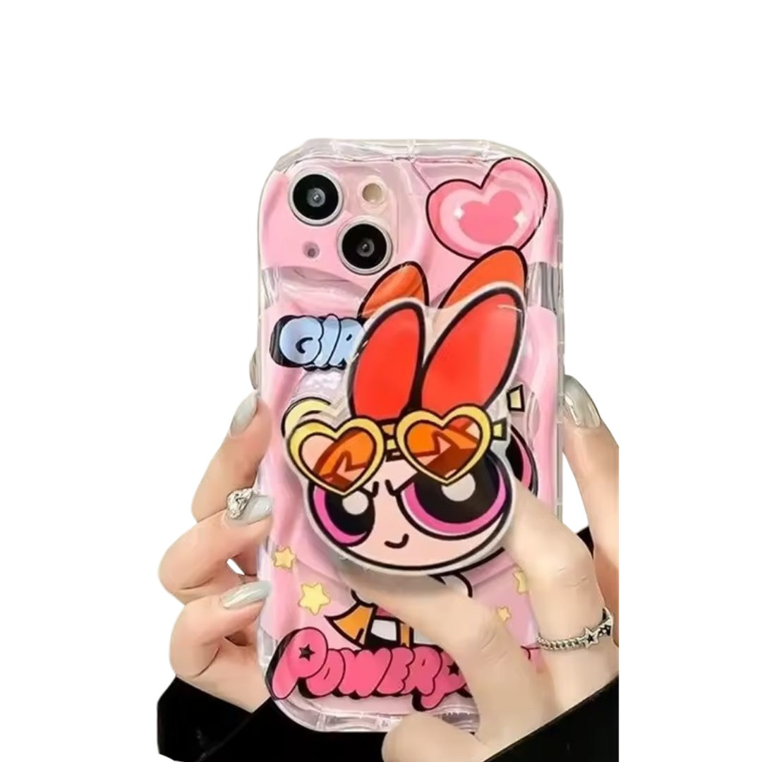 Kawaii The Powerpuff Girls Blossom Phone Case With Holder Stand For iPhone