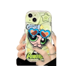 Kawaii The Powerpuff Girls Buttercup Phone Cover With Holder Stand For iPhone Kawaii The Powerpuff Girls Buttercup Phone Cover With Holder Stand For iPhone