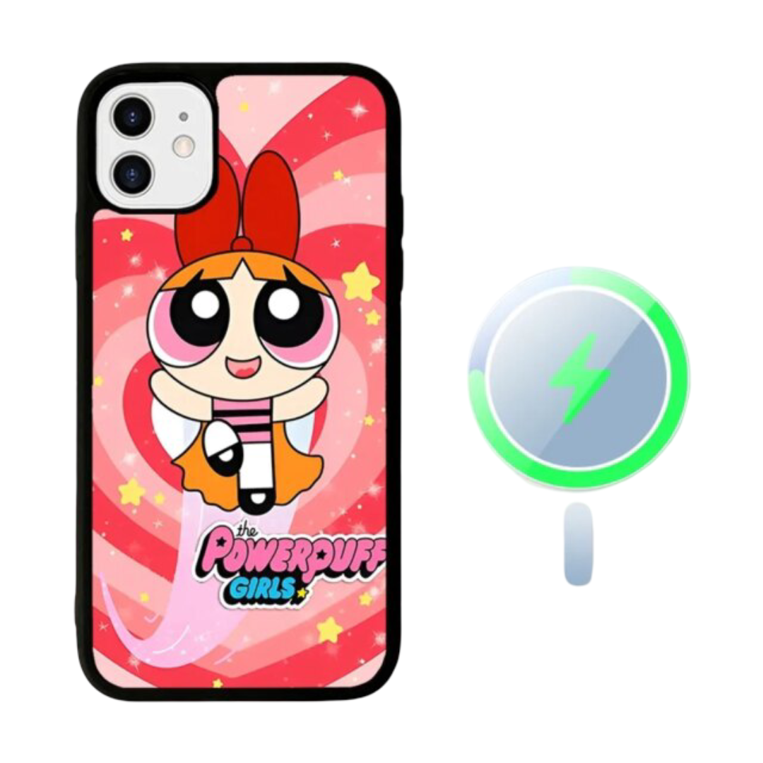 The Powerpuff Girls Kawaii Blossom Magnetic Wireless Charge Mobile Cover For iPhone