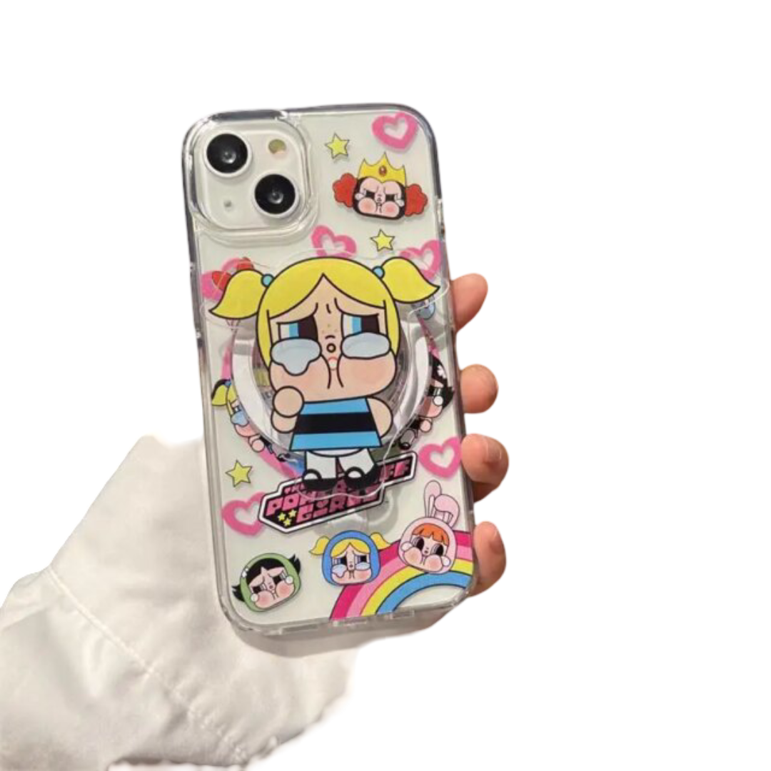 The Powerpuff Girls Kawaii Magnetic Bracket Safe Wireless Charge Case For Samsung Galaxy The Powerpuff Girls Kawaii Magnetic Bracket Safe Wireless Charge Case For Samsung Galaxy