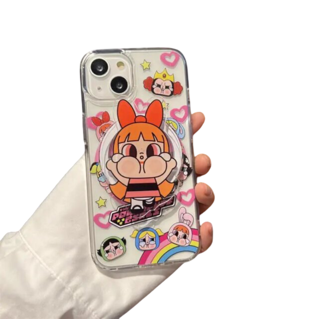Kawaii The Powerpuff Girls Magnetic Bracket Safe Phone Case For Samsung Galaxy
