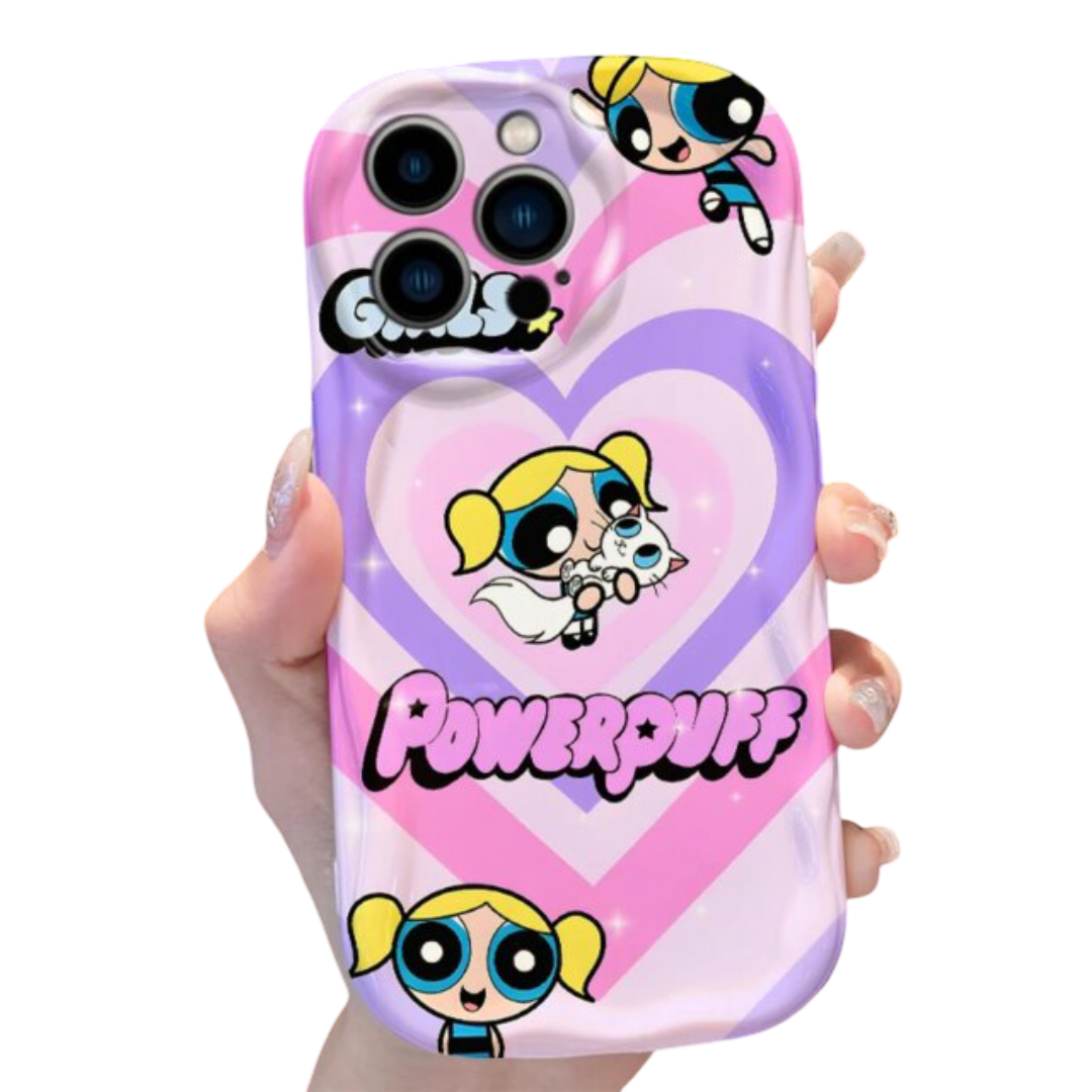 Kawaii The Powerpuff Girls Bubbles Silicone Wave Soft Phone Case For iPhone