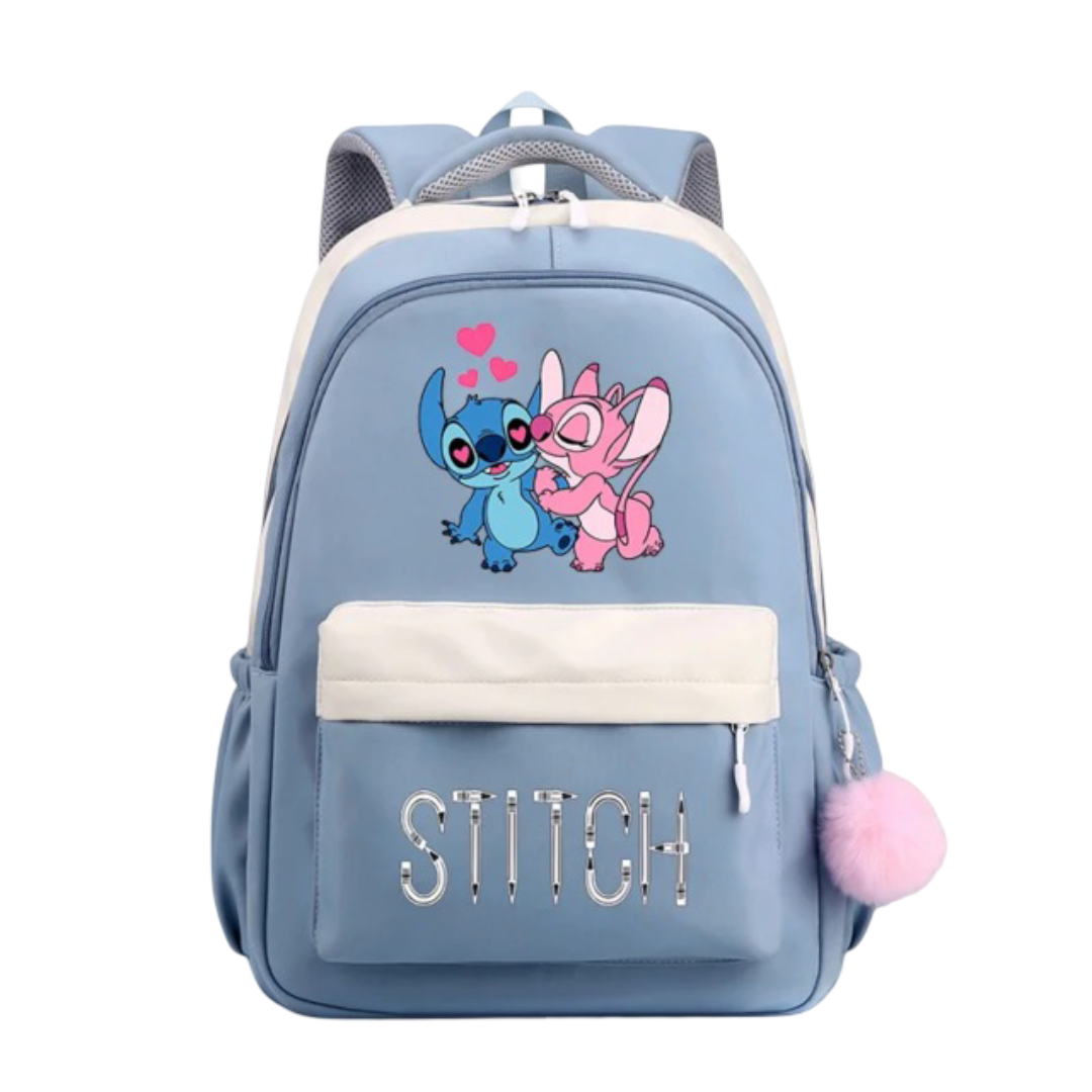 Kawaii Angel And Stitch Printed School Bag