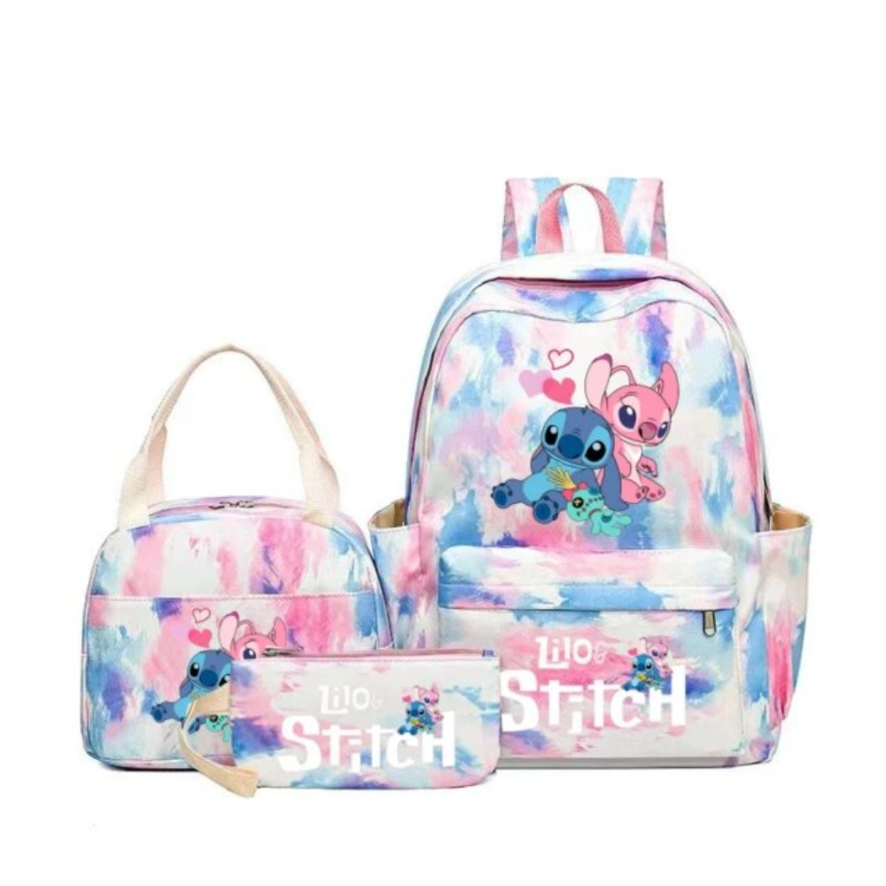 3Pcs Kawaii Stitch Angel And Scrump School Bag 3Pcs Kawaii Stitch Angel And Scrump School Bag