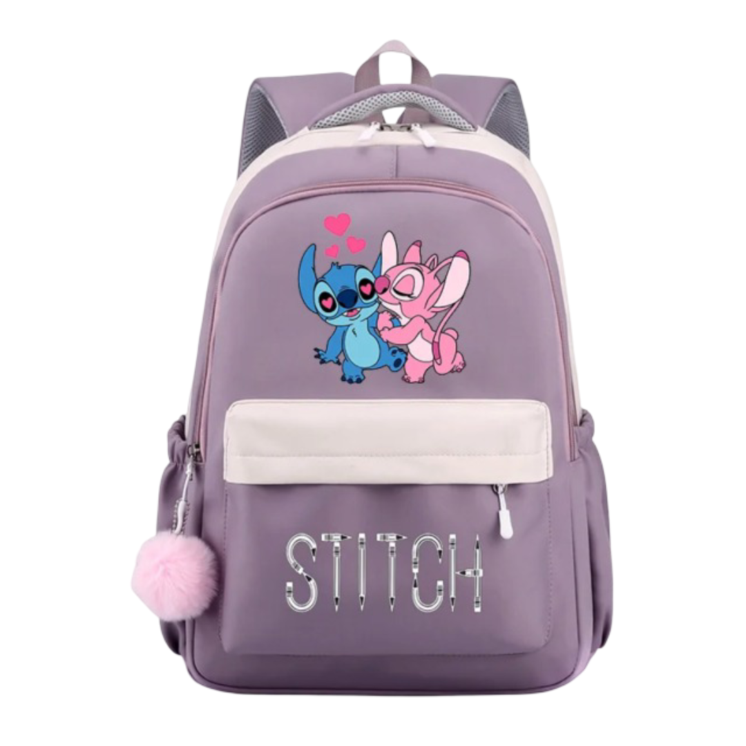 Kawaii Angel And Stitch Printed School Bag
