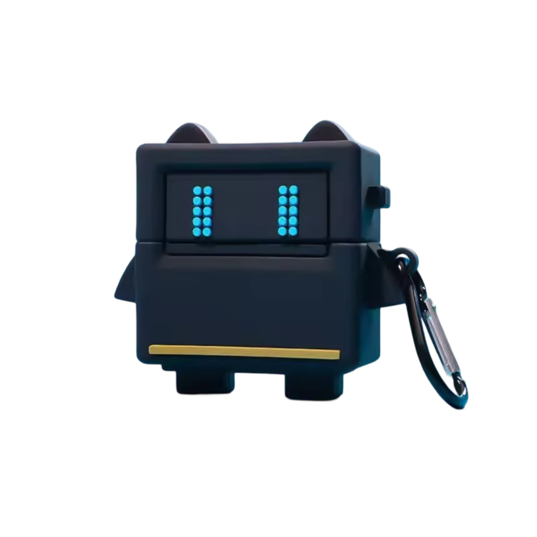 Kawaii Black Robot Airpod Case For Galaxy