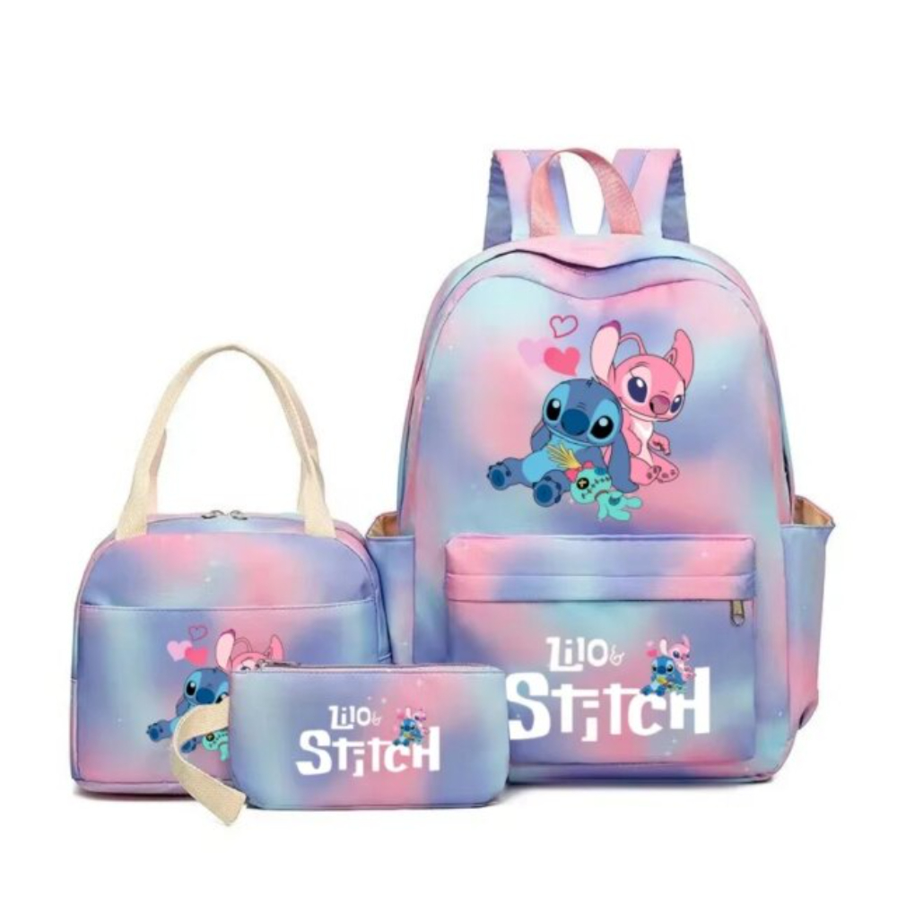 3Pcs Kawaii Stitch Angel And Scrump School Bag 3Pcs Kawaii Stitch Angel And Scrump School Bag