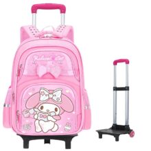 2 Wheels Sanrio Kawaii My Melody Kawaii Trolley School Bag 2 Wheels Sanrio Kawaii My Melody Kawaii Trolley School Bag