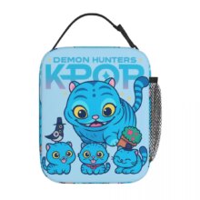 KPop Demon Hunters Kawaii Blue Tiger Portable Lunch Bag KPop Demon Hunters Kawaii Blue Tiger Portable Lunch Bag