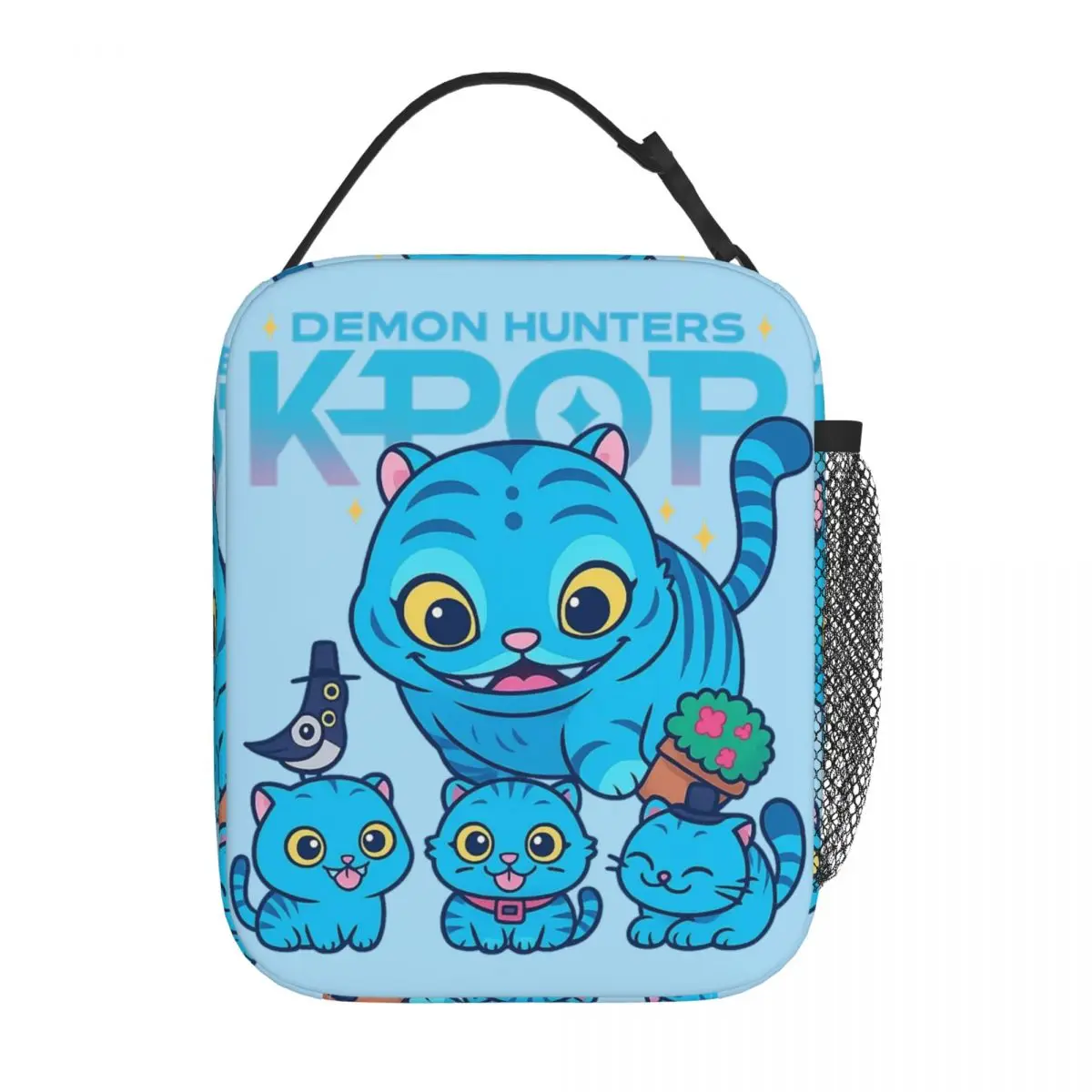 KPop Demon Hunters Kawaii Blue Tiger Portable Lunch Bag