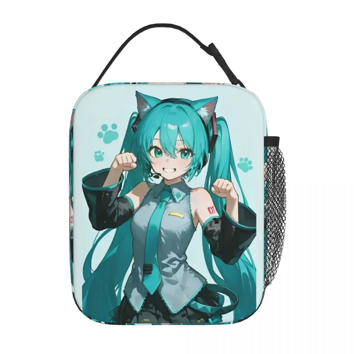 Kawaii Vocaloid Hatsune Miku Insulated Reusable Lunch Bag For Student