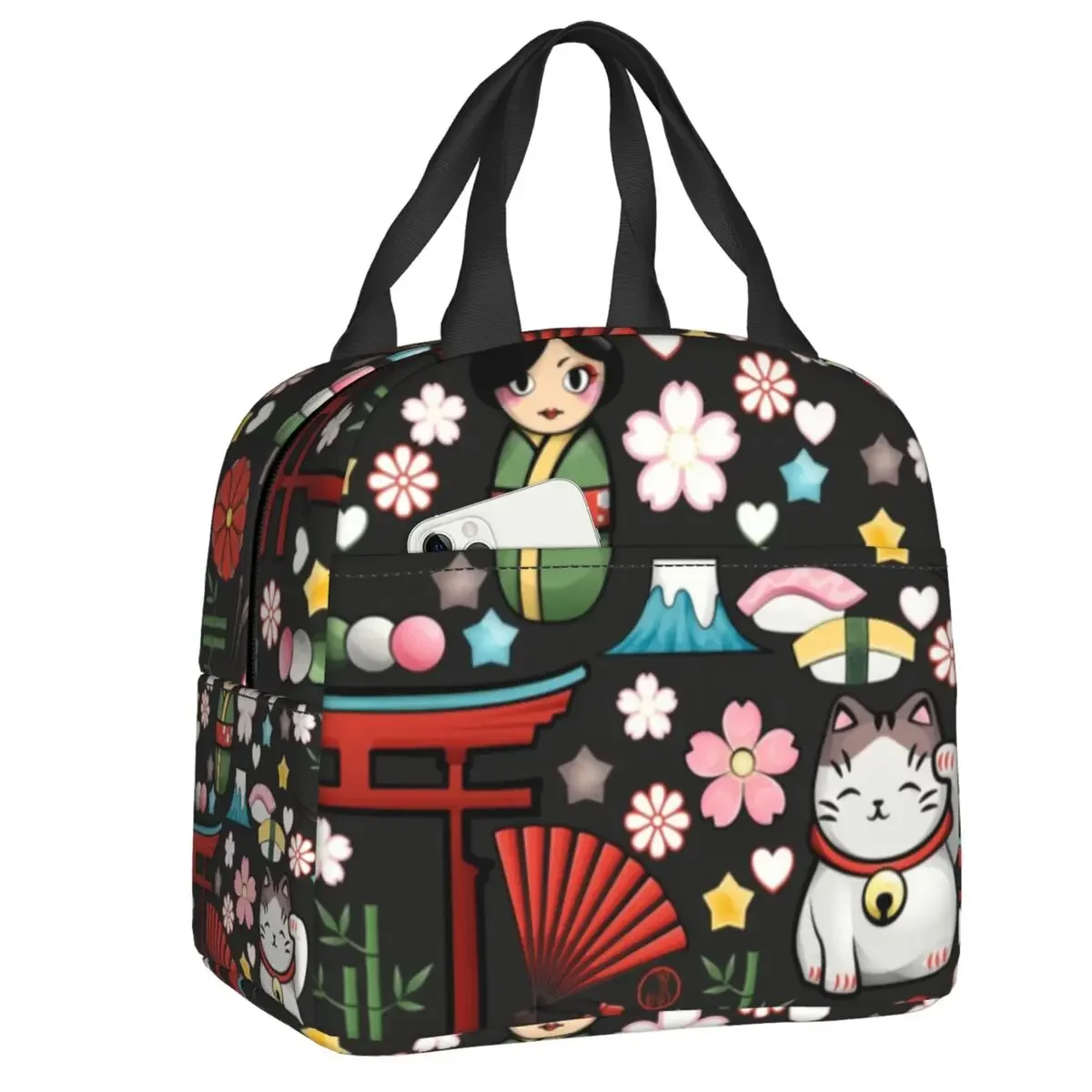 Kawaii Kokeshi And Sew Pattern Lunch Bag 