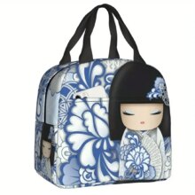 Cherry Blossom Kokeshi Hiroko Insulated Kawaii Lunch Bag Cherry Blossom Kokeshi Hiroko Insulated Kawaii Lunch Bag