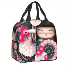 Kawaii Cherry Blossom Kokeshi Kanako Insulated Lunch Bag Kawaii Cherry Blossom Kokeshi Kanako Insulated Lunch Bag