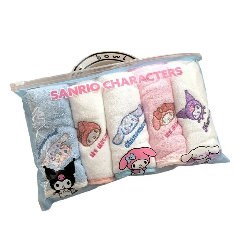 5Pcs Kawaii Sanrio Character Soft Coral Towel 