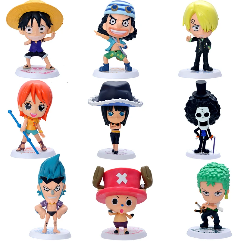 9Pcs Kawaii Anime One Piece Action Figure Toy