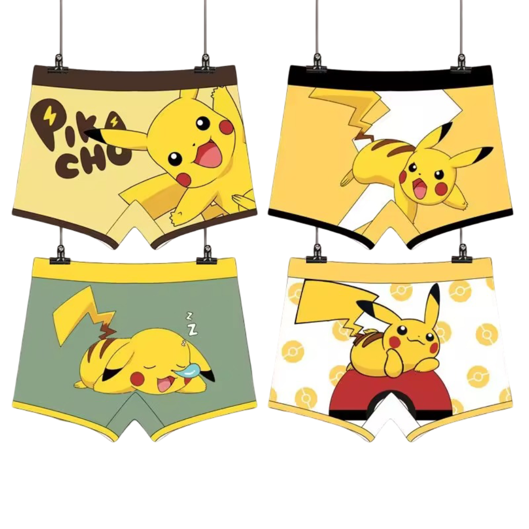 4Pcs Kawaii Anime Pokémon Pikachu Cotton Underwear
