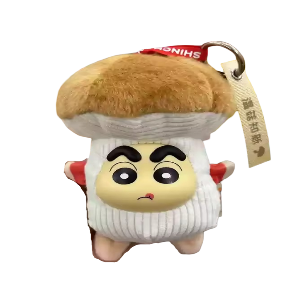 Kawaii Mushroom Crayon Shin-Chan Plush Keychain