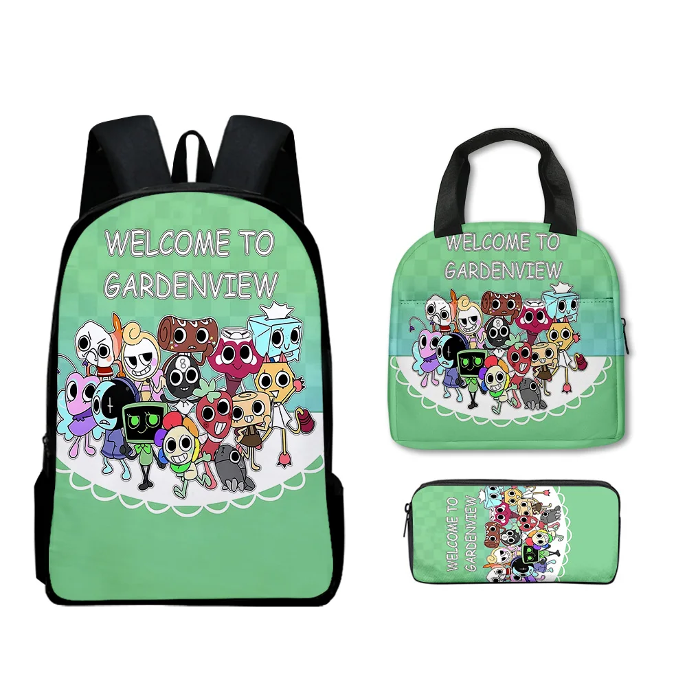 3Pcs Cartoon Kawaii Dandy's World School Bag