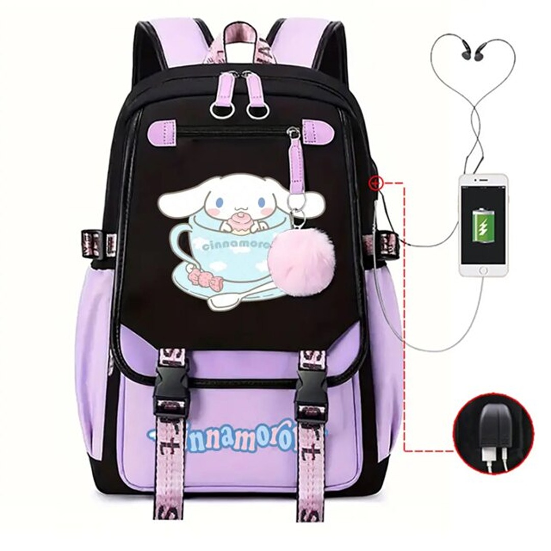 Kawaii Sanrio Cinnamoroll School Backpack With USB Charging