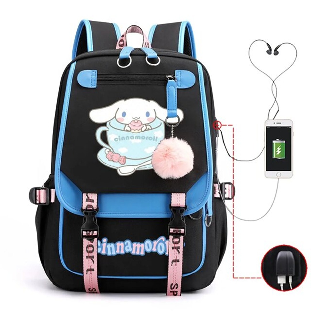 Kawaii Sanrio Cinnamoroll School Backpack With USB Charging