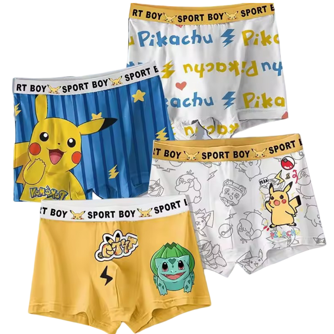 4Pcs Kawaii Cartoon Pokémon Pikachu Underwear