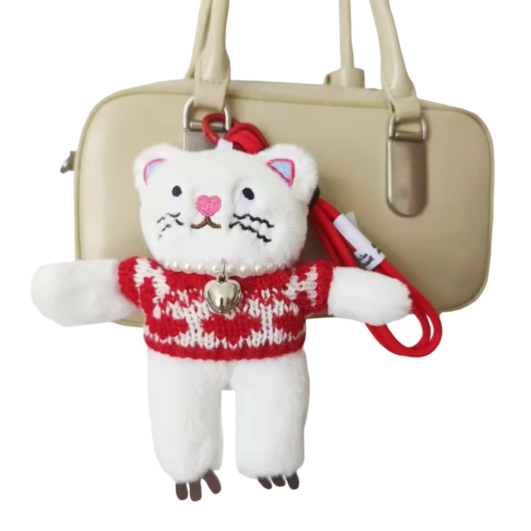 15cm Kawaii Cartoon Cat Heartin Dress Up Plush Keychain