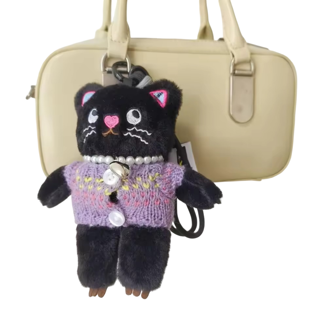 15cm Kawaii Cartoon Cat Dress Up Plush Keychain