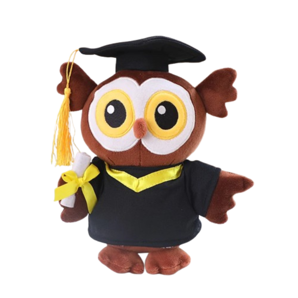 Kawaii Animal Round Eyes Owl Graduation Plush Stuffed Toy 