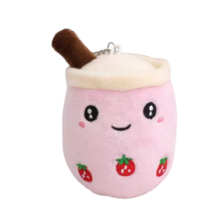 Cartoon Kawaii Strawberry Boba Milk Tea Plush Keychain Cartoon Kawaii Strawberry Boba Milk Tea Plush Keychain