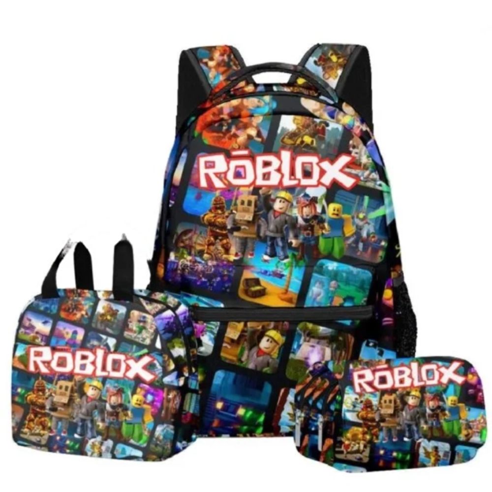 3Pcs/Set Kawaii Roblox Character Student School Backpack