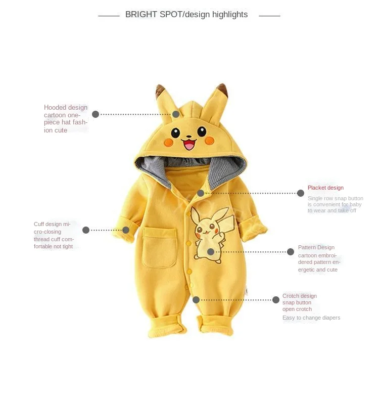 Pikachu Pokemon Newborn Baby Pyjama Pajama Kigurumi Onesie