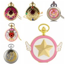 Anime Sakura Rhinestone Stars Moon Kawaii Quartz Pocket Watch Anime Sakura Rhinestone Stars Moon Kawaii Quartz Pocket Watch